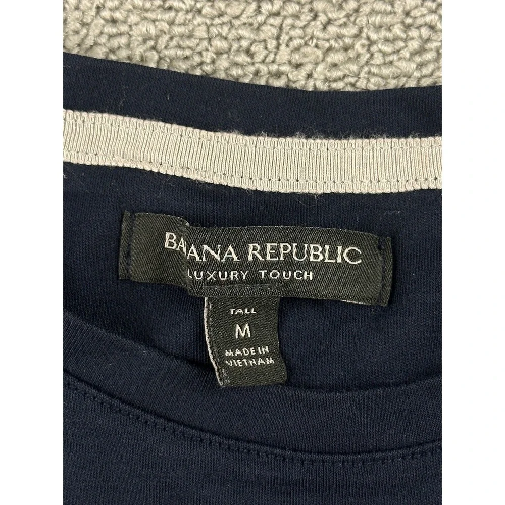 Banana Republic‎ Long Sleeve T-Shirt Men M Tall Blue Luxury Touch Cotton Preppy